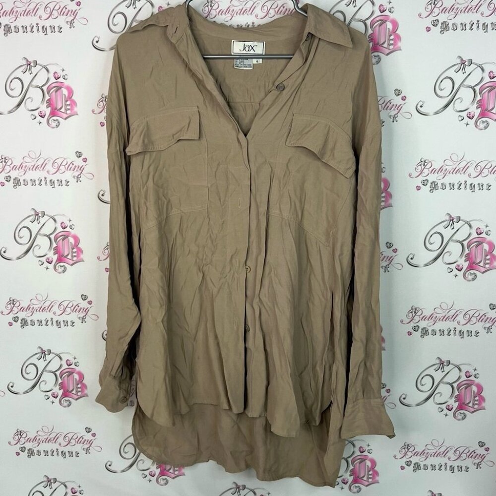 Jax button up shirt brand new with tags tan Women's Beige Button-Down Shirt